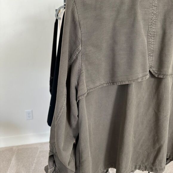 Caslon Fall Military Style Jacket Lightweight Olive Green Side Seam Pockets - Picture 9 of 11